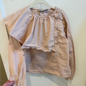 Pink Beige girls blouse size 10 zara